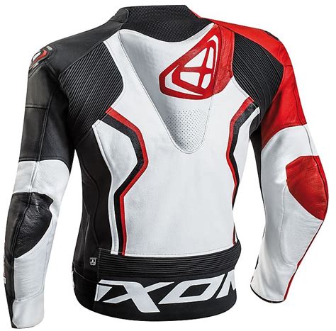 Blouson moto en cuir Ixon Falcon modèle blanc noir rouge Vente en Ligne ...