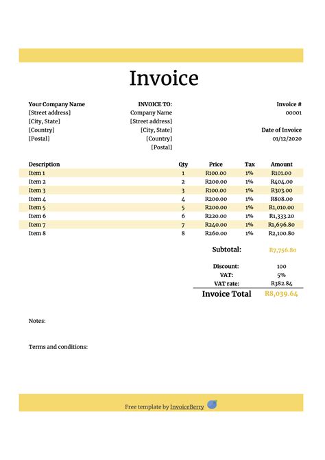 Free Google Drive Invoice Templates: Blank Docs & Sheets Invoices | InvoiceBerry