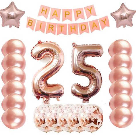 Buy Sweet 25th Birthday Decorations Party Supplies, 25th Birthday Balloons Rose Gold, 25th Rose ...