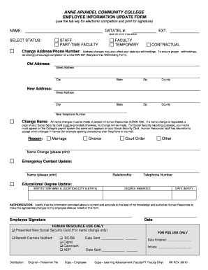 Employee Information Update Form - Fill and Sign Printable Template Online