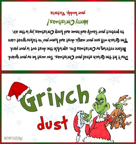 Grinch+Dust+Printable+Label Preschool Christmas Party, Grinch Christmas Party, Grinch Christmas ...