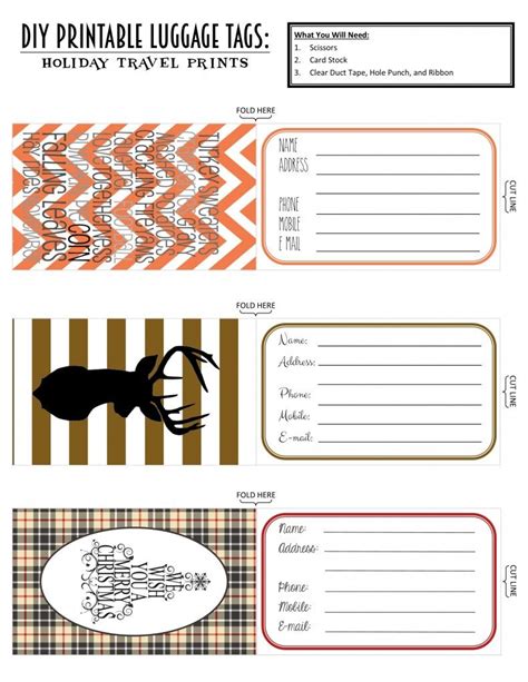 Printable Luggage Tags: Holiday Travel Edition | Luggage tags printable, Tag template free ...