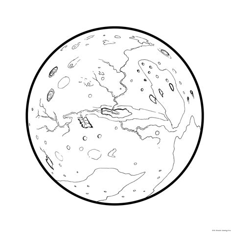 Drawing of Mars – planet – Line art illustrations