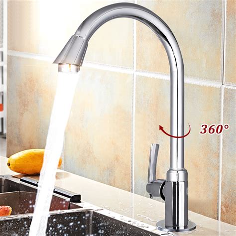 Stainless Steel Kitchen Sink Faucet Brass Sink Tap 360 Degree Water Mixer Tap Kitchen Bathroom ...