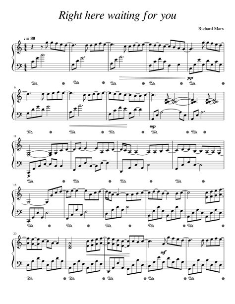 Right here waiting for you Sheet music for Piano (Solo) | Musescore.com