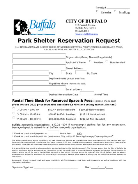 Fillable Online 2020 Park Shelter Reservation Form Fax Email Print ...