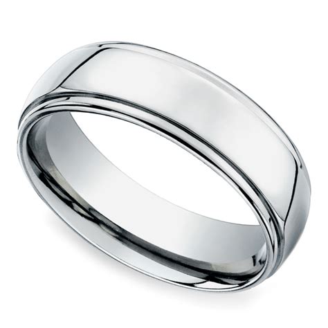 Beveled Men's Wedding Ring in Palladium (7mm)