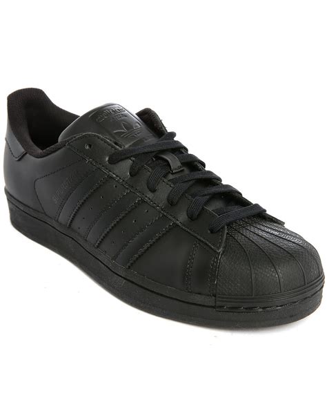 Adidas Originals Superstar Classic Mono Black Leather Sneakers in Black ...