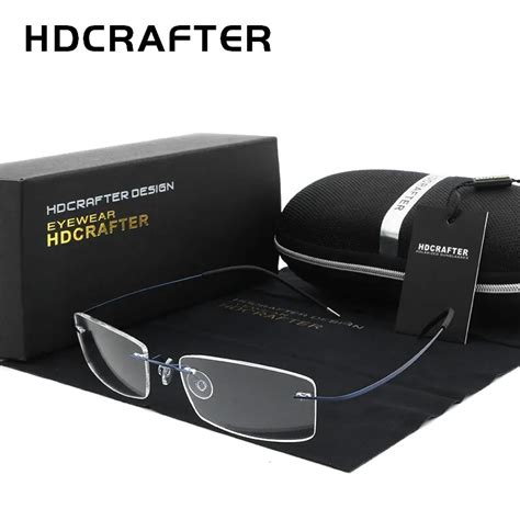 HDCRAFTER Mens Lightweight Titanium Rimless Eyeglasses Frames ...