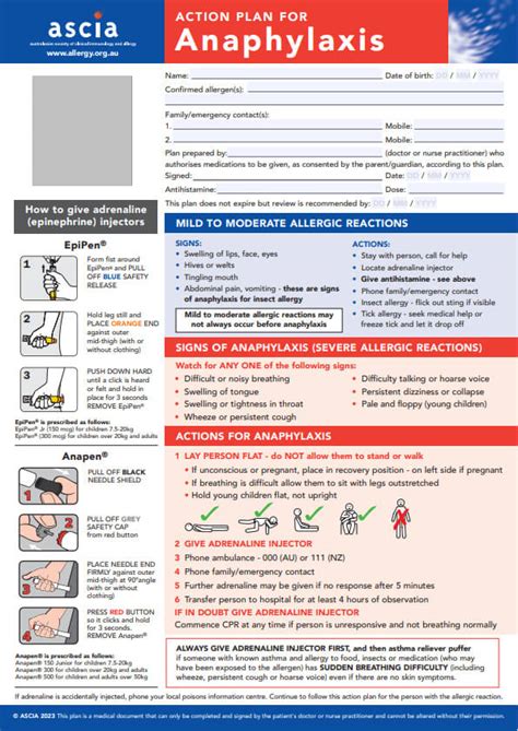 ASCIA Action Plan: Anaphylaxis - Australasian Society of Clinical ...