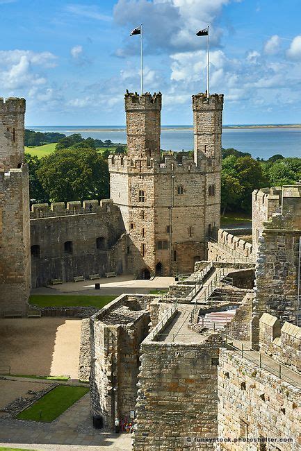 Caernarfon or Carnarvon Castle built in 1283 by King Edward I of England, Gwynedd, north-west ...