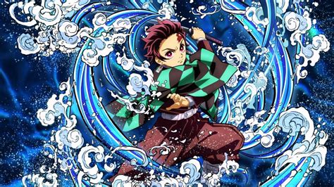 Demon Slayer Tanjiro Kamado Water Breathing 5K Wallpaper