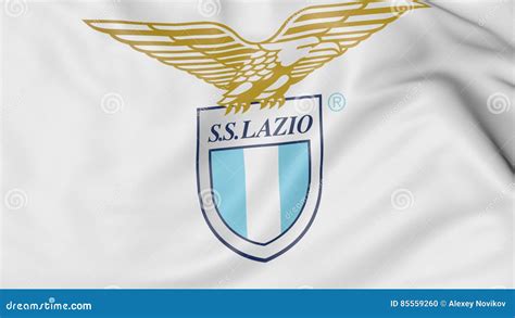 Close-up of Waving Flag with Lazio Football Club Logo, 3D Rendering ...