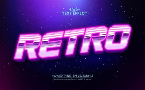 Retro - Editable Text Effect, Vintage And Neon 80s Text Style, Graphics Illustration