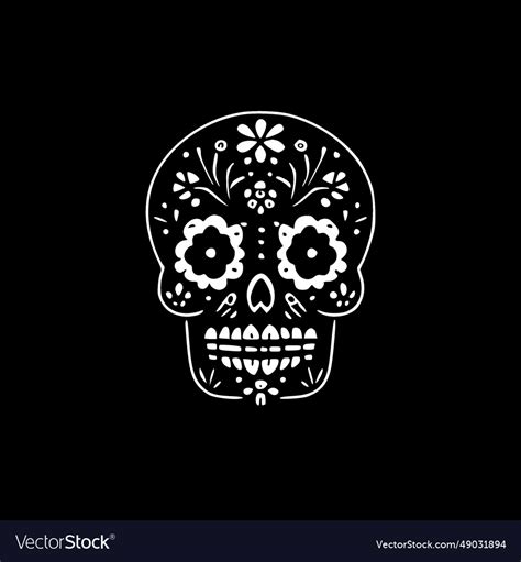 Sugar skull - black and white Royalty Free Vector Image