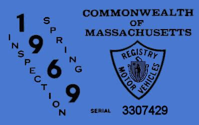 1969 Massachusetts SPRING INSPECTION Sticker - $20.00 : Bob Hoyts Classic Inspection Stickers ...