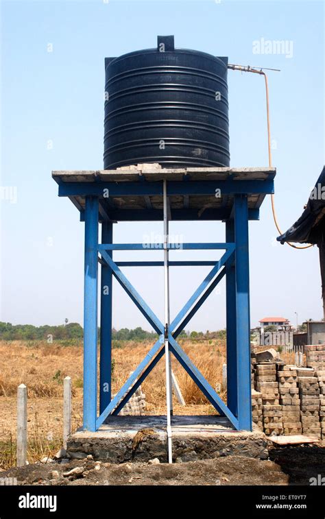 Circular poly plastic elevated water storage tank at Khadgoli ; Station ...