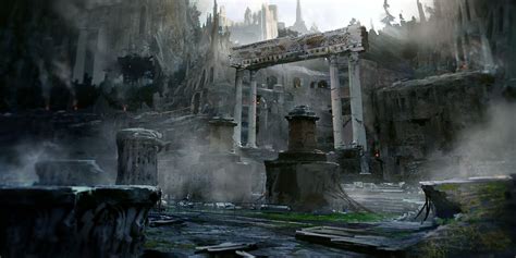 Ancient ruins, Dmitry Vishnevsky on ArtStation at https://www.artstation.com/artwork/0E5AK ...