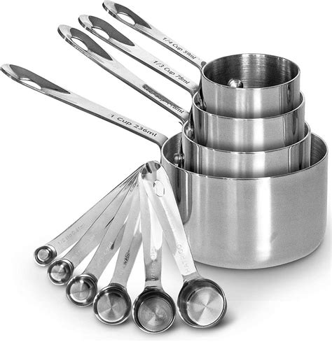 Heavy-Duty Unbreakable 18/8 Stainless Steel 10 PIECE SET Measuring Cups ...