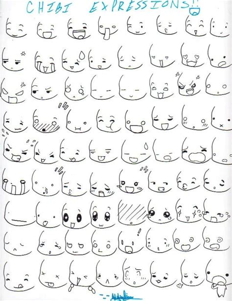 Anime faces, different expressions, emotions, chibi, text; How to Draw ...