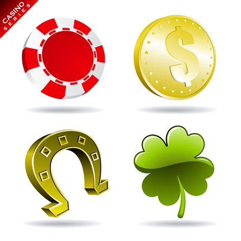 Gambling element from a casino series with token, coin, horseshoe and clover. 304896 Vector Art ...