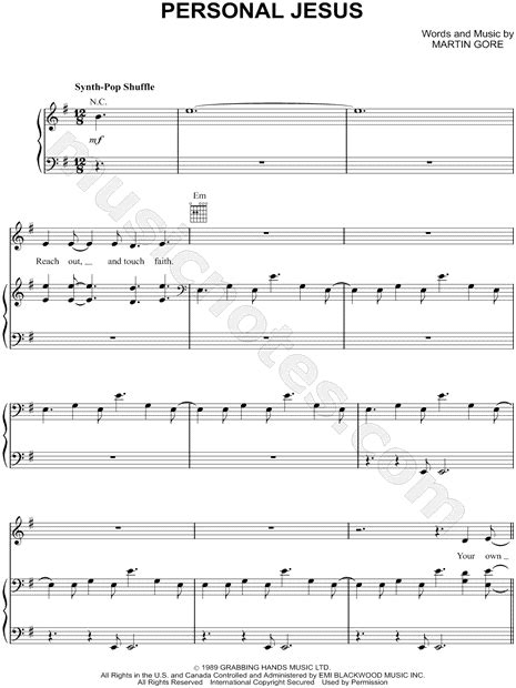 Depeche Mode "Personal Jesus" Sheet Music in E Minor (transposable ...