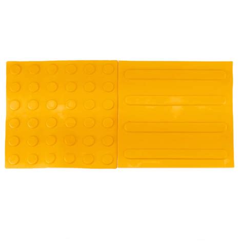 Tactile paving floor tile for blind people 25x25cm with circles of stop and alert yellow 10-pack ...