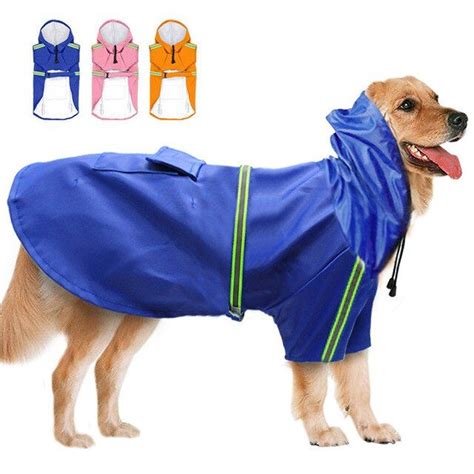 T 100% Waterproof Dog Raincoat Reflective Strip Pet Dogs Coats Clothes Glisten for Big Medium ...