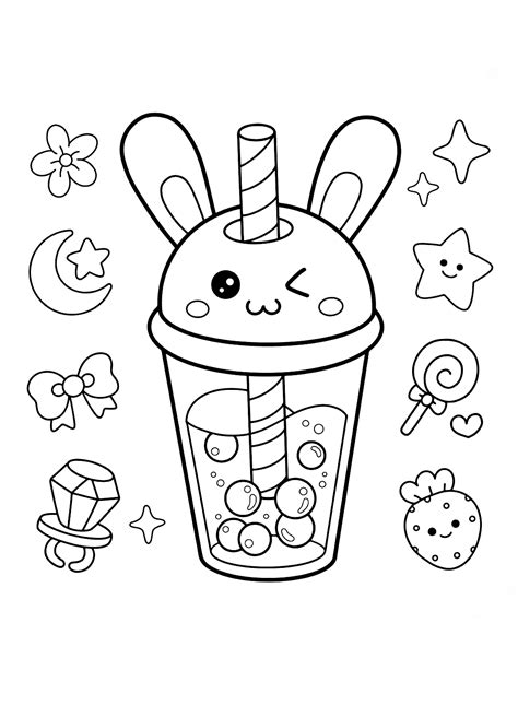 Simple kawaii food coloring pages - Free Printable Coloring Pages