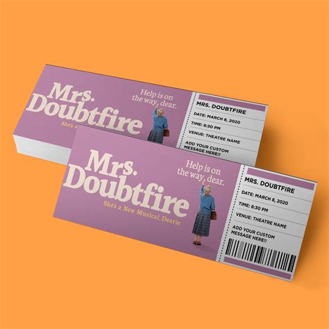 CUSTOM Tickets Mrs. Doubtfire the Musical Broadway - Etsy UK