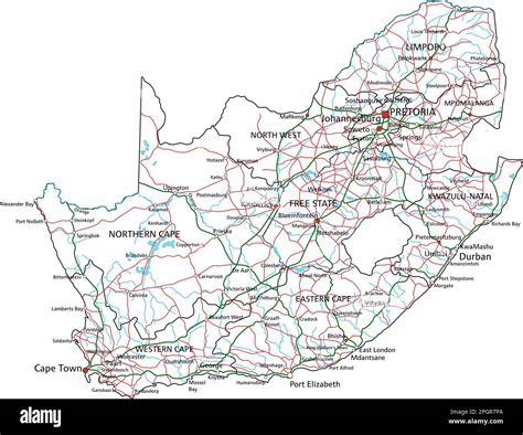 High detailed South Africa road map with labeling Stock Vector Image ...