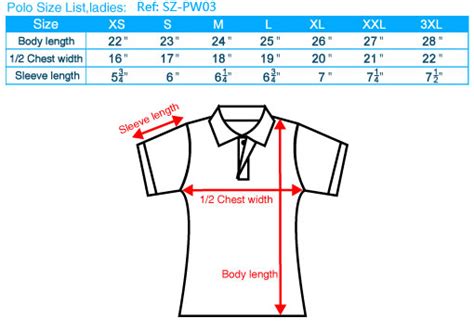 polo t shirt size chart, polo t-shirt size guide, mens polo t shirt ...