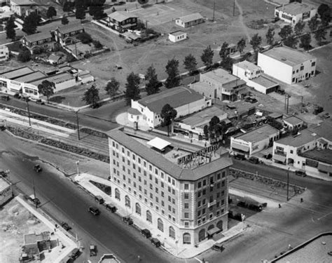 Aerial view of the Culver Hotel in Culver City, California