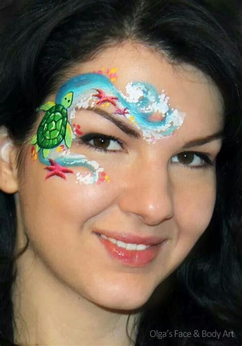 Turtle in the ocean by olga | Girl face painting, Face painting designs ...