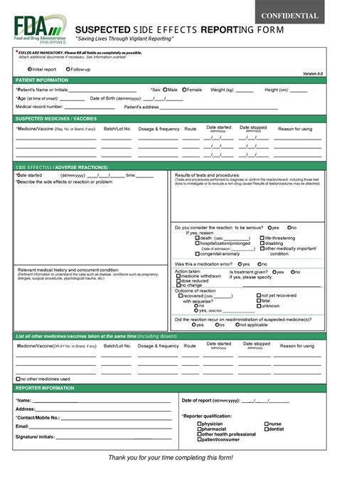 Suspected Side Effects Reporting Form v6 - Thank you for your time completing this form! Initial ...