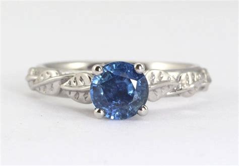 Natural Sapphire Engagement Ring, Leaves Engagement Ring | Benati