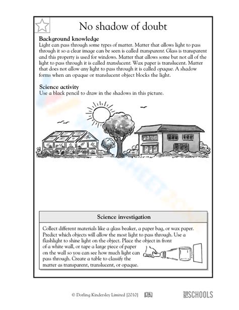 Drawing Shadows Worksheet