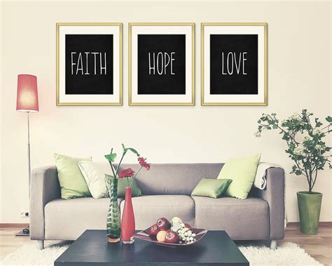 Faith Hope Love Set Wall Art, 3 Set Art Prints, Printable Scriptures ...