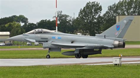 2 Eurofighter EF-2000 Typhoon FGR4 Royal Air Force Formation Takeoff at RIAT 2012 Airshow - YouTube