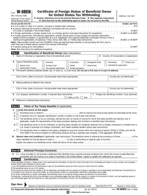 IRS W-8BEN 2006 - Fill out Tax Template Online | US Legal Forms