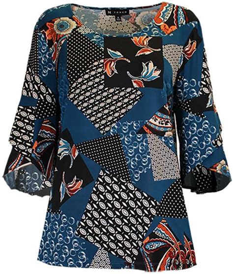 N Touch Blue Multi Print Top - 000104429783