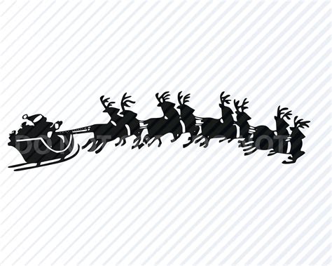 Santas Sleigh Christmas SVG Silhouette Vector Images Clipart | Etsy