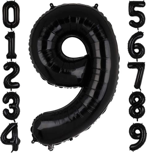 40 Inch Large Foil Number 9 Balloons Black Big Mylar Helium Balloon ...