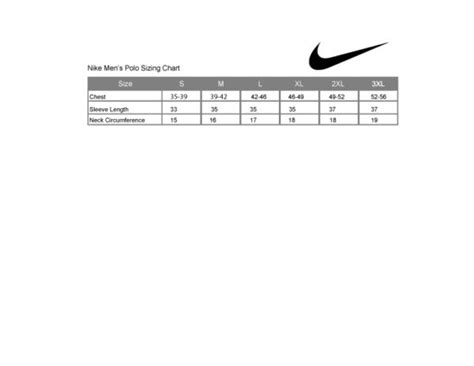 Nike Men’s Polo Sizing Chart – EMI Corporate Apparel