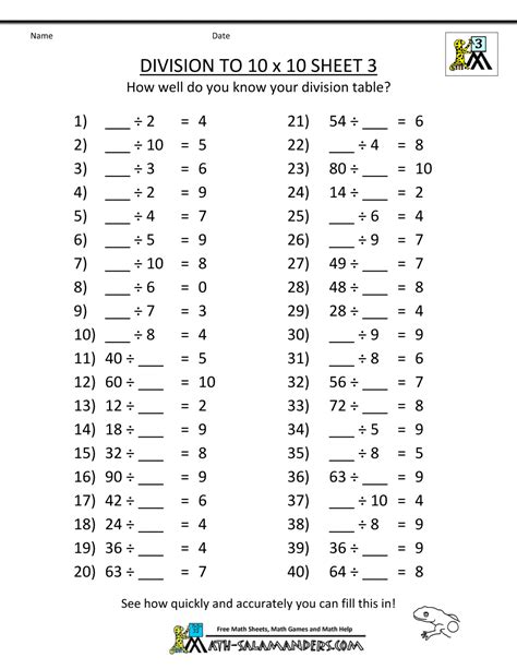 Division For 4th Graders Worksheets