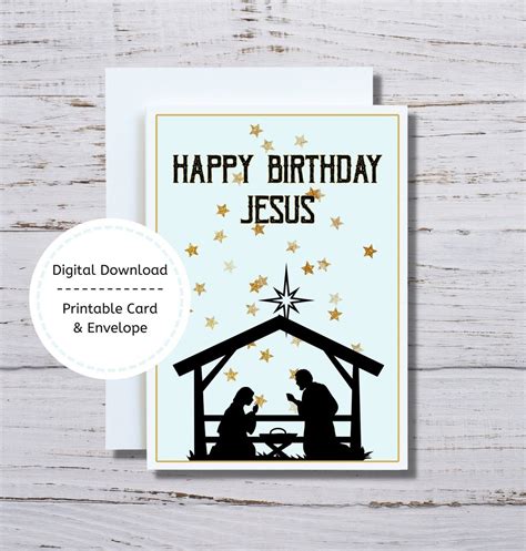 Jesus Birthday Card, Happy Birthday Jesus Printable Card, Happy Birthday Jesus, Nativity Card ...