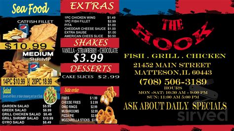 The Hook Fish Grill Chicken menu in Matteson, Illinois