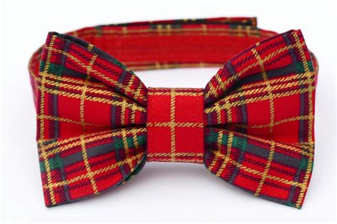 Red And Gold Tartan Bow Tie - Dudiedog