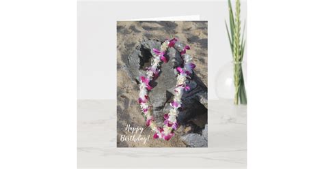 Hawaiian Lei on the Beach Birthday Card | Zazzle