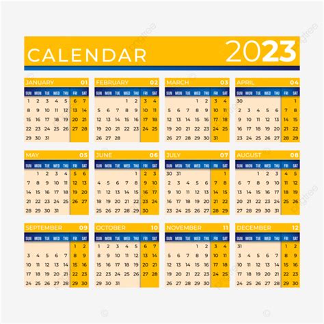2023 Full Calendar Yellow Blue Combination Design 2023 Calendar 2023 | Hot Sex Picture